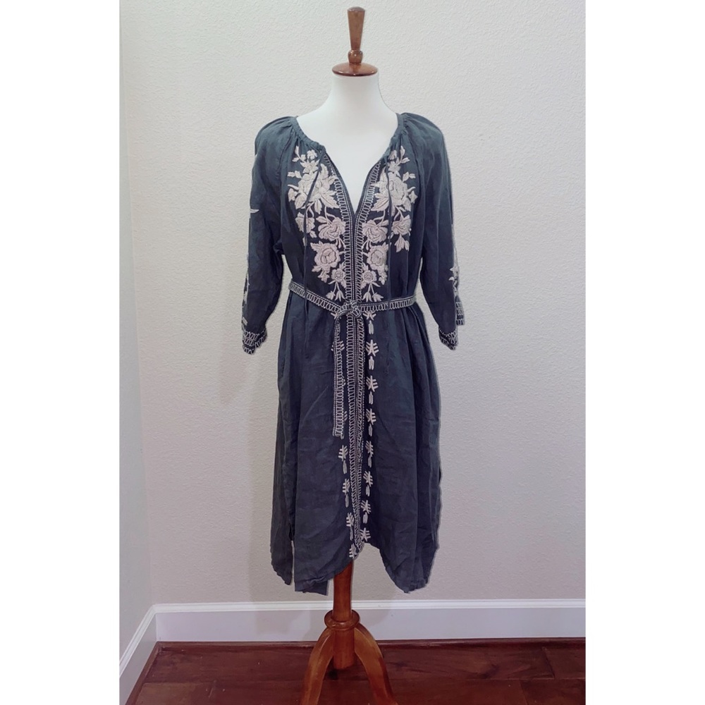 JWLA Johnny Was Embroidered Linen Dress Size LP